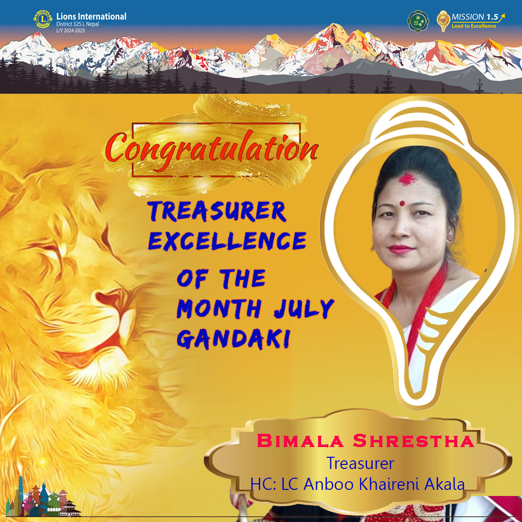 Treasurer Excellence of the Month July (Gandaki)